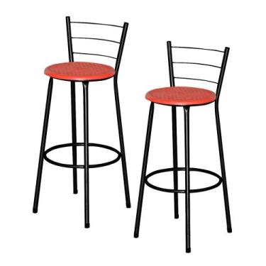 Imagem de Kit 2 Banquetas Alta Para Cozinha Balcão Epoxi Preta Cristal - Laumar,