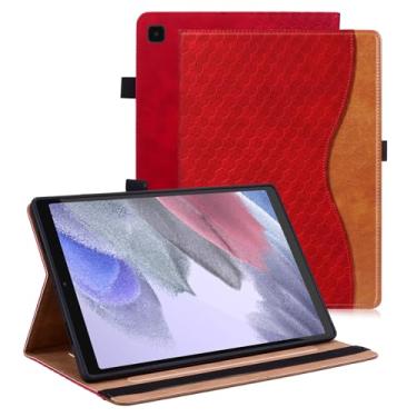 Imagem de Varohix Capa para Samsung Galaxy Tab A7 Lite 22.1 cm 2021 (modelo SM-T220/T225/T227) suporte de visualização multiângulo de couro PU com bolso para cartão Galaxy Tab A7 Lite, vermelho