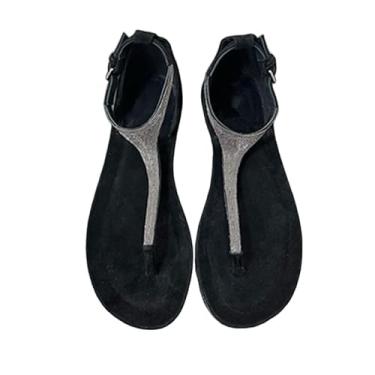 Imagem de Archicolor Chinelo minimalista nórdico de couro legítimo, feminino, moderno, feminino, retrô, diamante, Preto, 35