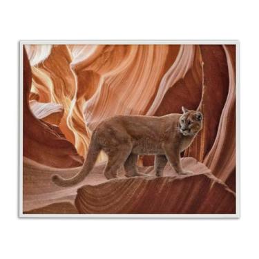 Imagem de Stupell Industries Design de arte giclée emoldurado branco Cougar Canyon View por Collin Bogle, 40 x 50 cm