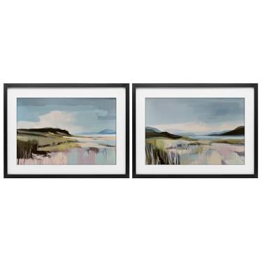 Imagem de Stupell Industries Verdant Coastal Waters 2 peças impressão emoldurada preta sob vidro conjunto design por Elara Yasna, 14 x 20