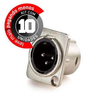 Imagem de Kit Com 10 Conector XRL Macho Painel, Metal, Cirilo Cabos