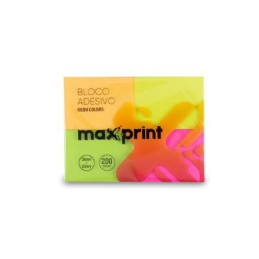 Imagem de Bloco Adesivo Reposicionavel 38 x 50 mm, Amarelo, Rosa, Verde e Laranja 4 Blocos com 50 folhas, Maxprint, 741705