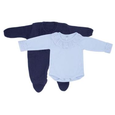 Imagem de Kit Macacão Laço Marinho e Body com Gola e Punho de Renda - Kowak, Mar
