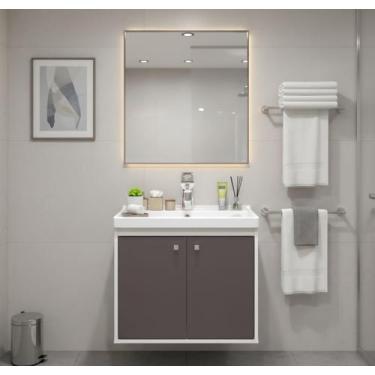 Imagem de Armário Para Banheiro 50Cm Mdf Com Cuba - Bergamo Gianduia - Riverzza