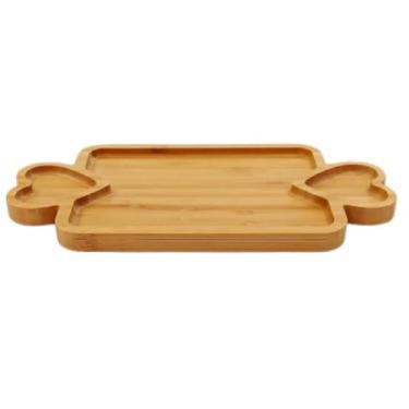 Imagem de Petisqueira Bandeja Coração de Bambu 3 Divisórias Servir