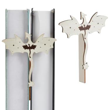 Imagem de DICOSMETIC 2 conjuntos de decorações de estante de dragão de madeira acessórios para livros de madeira 10 x 9,8 cm Cool Fourth Wing Merch Fantasy Dragon Bookend para amantes de livros, branco antigo
