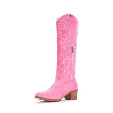 Imagem de Botas de cowboy IUV Knee High Western para mulheres de salto grosso