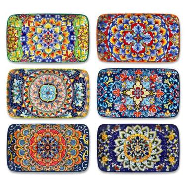 Imagem de Conjunto de pratos de salada vancasso Simi, 6 peças de cerâmica 21,6 c