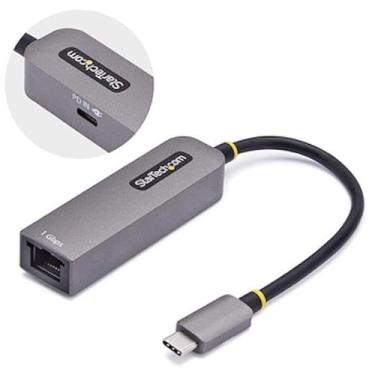 Imagem de StarTech.com Adaptador USB-C para Ethernet, 100W PD Pass-Through, NIC, USB 3.0 Tipo-C 1Gbps, rede multivelocidade, Windows e Mac