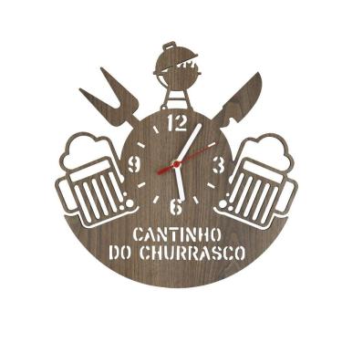 Imagem de Relógio De Parede 2D Em MDF Cantinho Do Churrasco 30cm