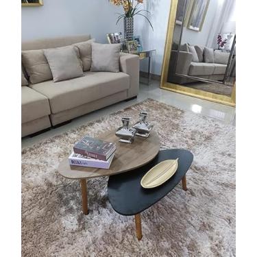 Imagem de Mesa de Centro Orgânica Conjunto Paris Wood Black Decoração Para Sala de Estar