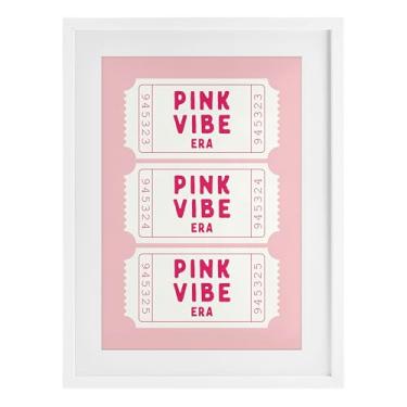 Imagem de Stupell Industries Pink Vibe Era Tickets Impressão emoldurada branca sob vidro, design por Lettered and Lined, 23 x 17