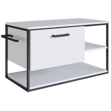 Imagem de Gabinete Suspenso Para Cuba Banheiro 1 PT Basc P1007 Preto Branco PP