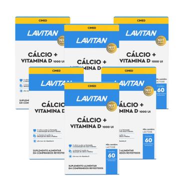 Imagem de Suplemento Vitamínico-Mineral Cálcio + Vitamina D 600mg 60 Comprimidos - 6 Unidades