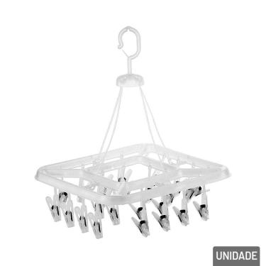 Imagem de Varal de Plástico 24 Prendedores Quadrado Cristal - Tudo em Caixa
