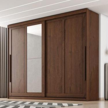 Imagem de Guarda Roupa Casal com Espelho 2 Portas de Correr em MDF Atraente Zanz