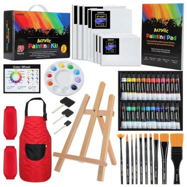 Imagem de Kit Lápis de Cor Profissional com Estojo 59 peças Tintas Acrílicas, Aquarela, MMARTE ETTZ1US, Branco