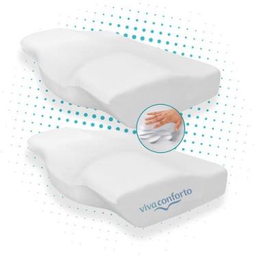 Imagem de Kit 2 Travesseiros Nasa Cervical Ergonômico Visco D40 Premium Viva Con