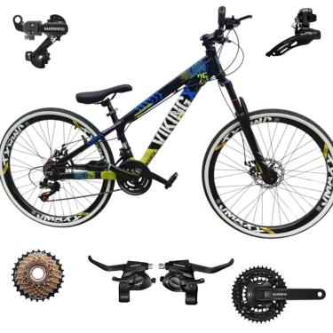 Imagem de Bicicleta 26 VikingX Tuff25 21v Index Freeride Shimano Disco Mecânico Pneu Slick Fino FX 1.50-Unissex