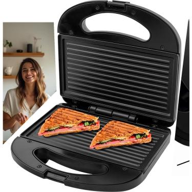 Imagem de Grill e Sanduicheira Fama FGR01 750W Preto Dual Function Chapas Antiaderentes Grelha Carnes Peixes Vegetais