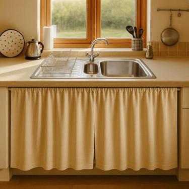 Imagem de Cortina Para Pia De Cozinha Balcão Blackout Lisa 1,40x80cm - Vida Prat