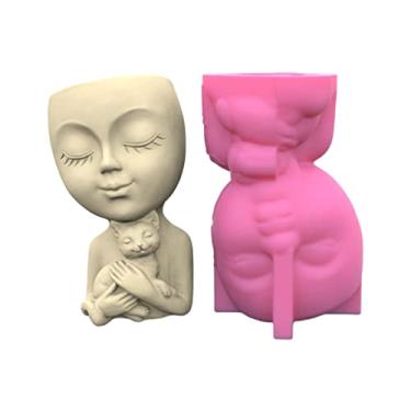 Imagem de Zaagot Molde de silicone de resina de flores suculentas adequado para jardim, suporte de vela de flor de concreto, decoração de casa de silicone