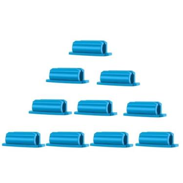 Imagem de Porta-lápis de silicone em azul, 10 suportes adesivos para mesas, paredes e pranchetas, ideais para escritório ou ensino