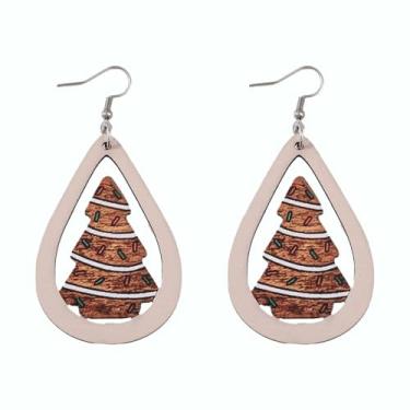 Imagem de Brincos de Natal para mulheres, árvore oca, gota, brincos pendurados, roupas de Natal, acessórios de bijuteria, 2inch, Liga de aço, Sem pedra preciosa