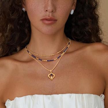 Imagem de Colar feminino banhado a ouro 14 K azul CZ pingente de cobra pingente feito à mão joias simples presentes, Medium, Latão, Sem Pedra Preciosa