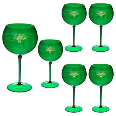 Imagem de Taça Acrílico 600ml Premium Taça Gin Boas Festas 6pçs (VERDE ESMERALDA)