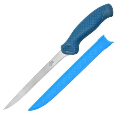 Imagem de Cuda Faca de filete de peixe AquaTuff de 17,78 cm de largura para água salgada e água doce com aderência antiderrapante e cobertura de lâmina