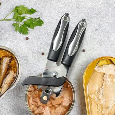 Imagem de Abridor de latas multifuncional de cabo macio, abridor de latas manual de borda lisa de aço inoxidável resistente, essencial na cozinha