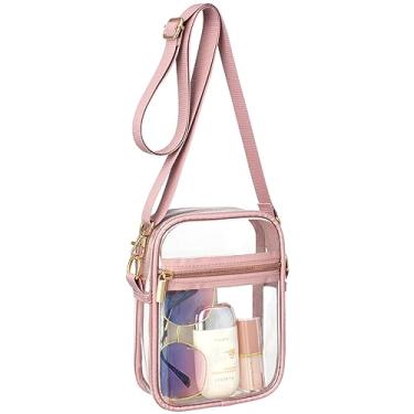 Imagem de Bolsas transparentes para mulheres estádio - bolsa transparente aprovada para estádio bolsa transversal para shows, esportes, festivais, eventos, dia de jogo, Mini charmosa rosa rosa