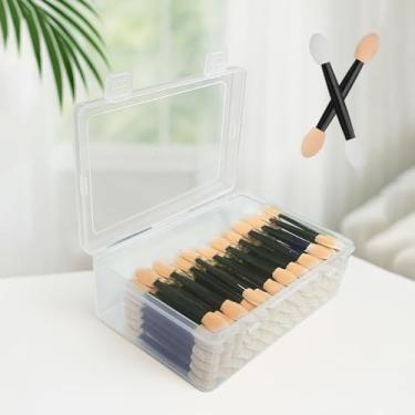 Imagem de 100 aplicadores de esponja de sombra – aplicador de sombra descartável, conjunto de pincéis de dupla face para mulheres, maquiagem, viagens, presentes