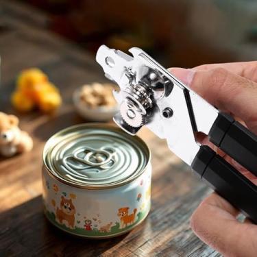 Imagem de Generic 1 abridor de latas portátil 3 em 1 abridor de latas e abridor de garrafas PP ferro prateado preto 6,3 x 18,5 cm