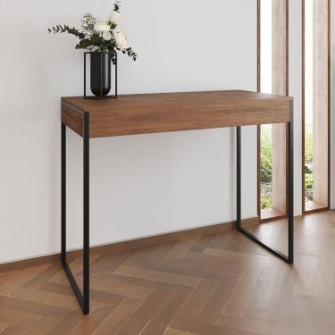 Imagem de Aparador Industrial Retangular Califórnia Amêndoa 137X40Cm Base Ferro Preto Cor: Amendoa