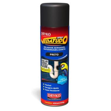 Imagem de Borracha líquida impermeabilizante spray 400 ml Dryko (Preto), Preto