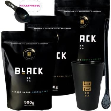 Imagem de Kit Black Erva Mate Tereré 3 Pacotes 500g cada + Copo Caldereta acríli