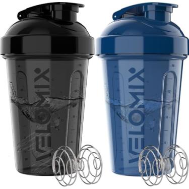 Imagem de Pacote com 2 frascos de proteína de 590 ml para misturas de proteínas - batedor de 2 x arames | Coqueteleiras à prova de vazamento para shakes de proteína e pré-treino | Pacote de garrafa coqueteleira