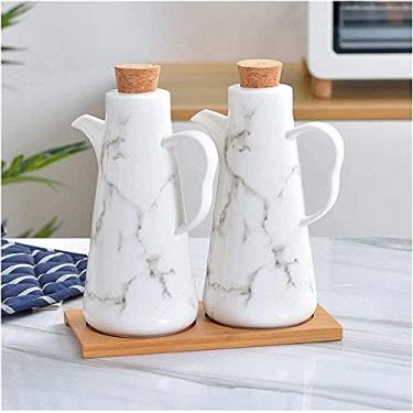 Imagem de Garrafa dispensadora de azeite, garrafa de azeite de oliva, garrafa de óleo com molho de soja de cortiça e vinagre galheteiro, recipiente dispensador de condimentos líquidos para garrafa de tempero de