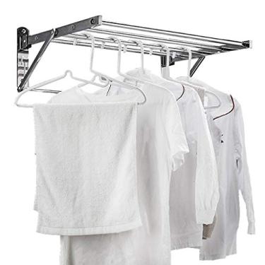 Imagem de EESCZVGBDX Arejador de roupas dobrável de parede, prateleira de secagem de parede doméstica expansível, para secagem de roupas internas, suporte de toalha dobrável prateleira de armazenamento com