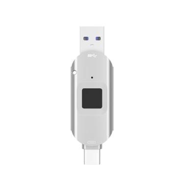 Imagem de Criptografia rápida de pen drive de impressão digital USB 3.0, especialmente projetada para dispositivos iOS, adequada para iPhone 15/15 Pro/Android/MAC, criptografia de impressão digital completa 64G