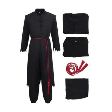Imagem de DAZCOS Conjunto completo de calças e capa para cosplay masculino tamanho EUA cosplay roupa retrô para Halloween, Preto, GG