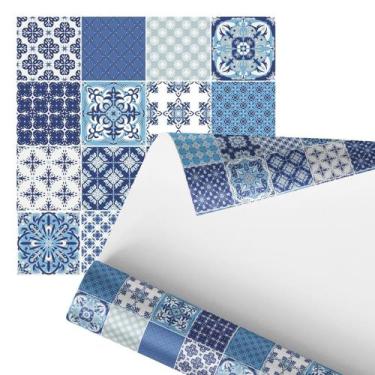 Imagem de Papel De Parede Adesivo Azulejo Retrô Tons De Azul 2,80M - Plimshop