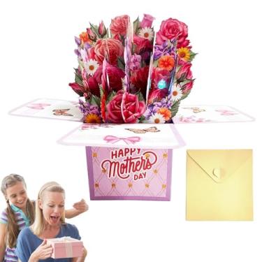 Imagem de Cartão de buquê pop-up, cartões de flores pop-up 3D para o dia das mães | papel de agradecimento com cartão de notas e envelope em branco, para aniversário, dia dos namorados, para mulheres, mãe