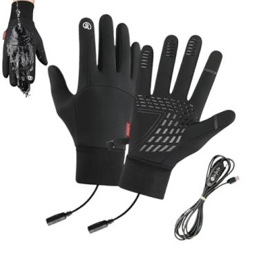 Imagem de Luvas aquecidas elétricas – Luvas de aquecimento térmico de inverno com tela sensível ao toque – 1 par de luvas à prova d'água para clima frio, roupas esportivas para corrida, pesca, ciclismo, viagens
