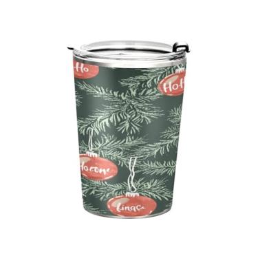 Imagem de ATTX Copo de galhos de árvore de Natal com tampa e canudo, 355 ml de aço inoxidável isolado a vácuo copo de gelo café garrafa de viagem de parede dupla #882
