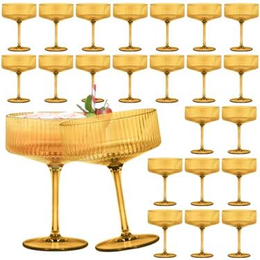 Imagem de 24 peças de copos de martini 297 g copos de cupê com nervuras plasitc champanhe à prova de estilhaçamento acrílico vintage copos de vinho Margarita copos descartáveis para festas de casamento