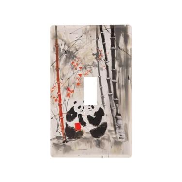 Imagem de Blueangle Capa de placa de parede para interruptor de luz - Tampa decorativa para interruptor de luz de bambu panda chinês, placa de parede, tamanho 1 gangue 4,53 x 2,76 polegadas (189)